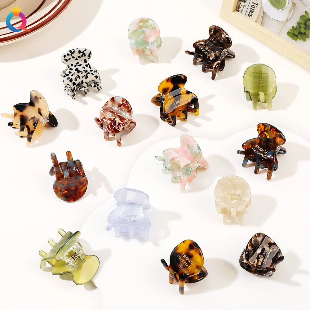 Handmade in France Women's Acetate Hair Claw Clip Hair Clasp Small Size Plastic for Daily Use