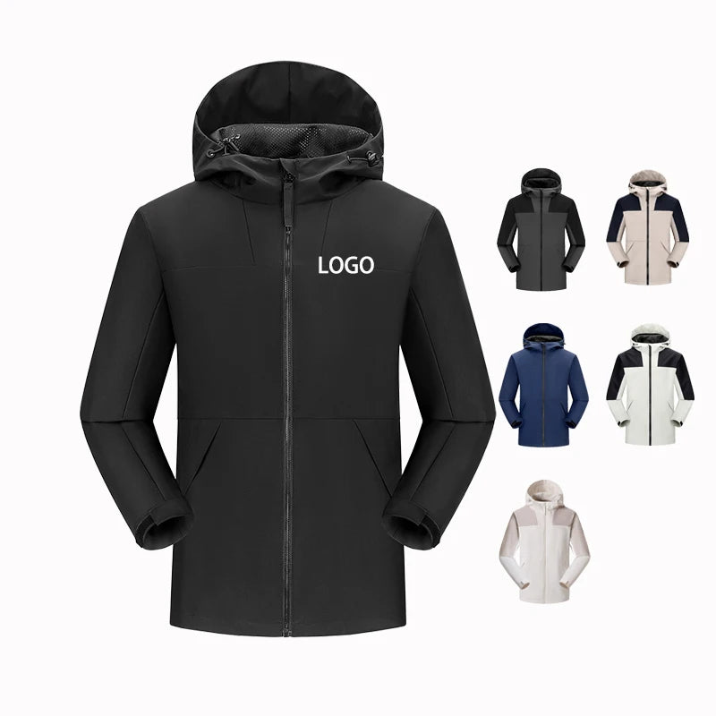OEM Winter Waterproof Custom logo Outdoor Breathable Zipper Thick Coats  Puffer Hooded Men Jacket Windbreaker Jackets