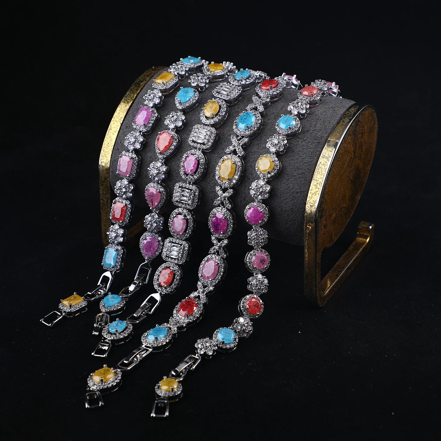 Fashion Rainbow Tennis Bracelet for Women Light Luxury Multicolor Cubic Zircon Gemstone Tennis Bracelets