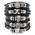 European and American New Accessories Punk Skull Hip-hop Trend Adjustable Rock Beads Men's Leather Bracelet