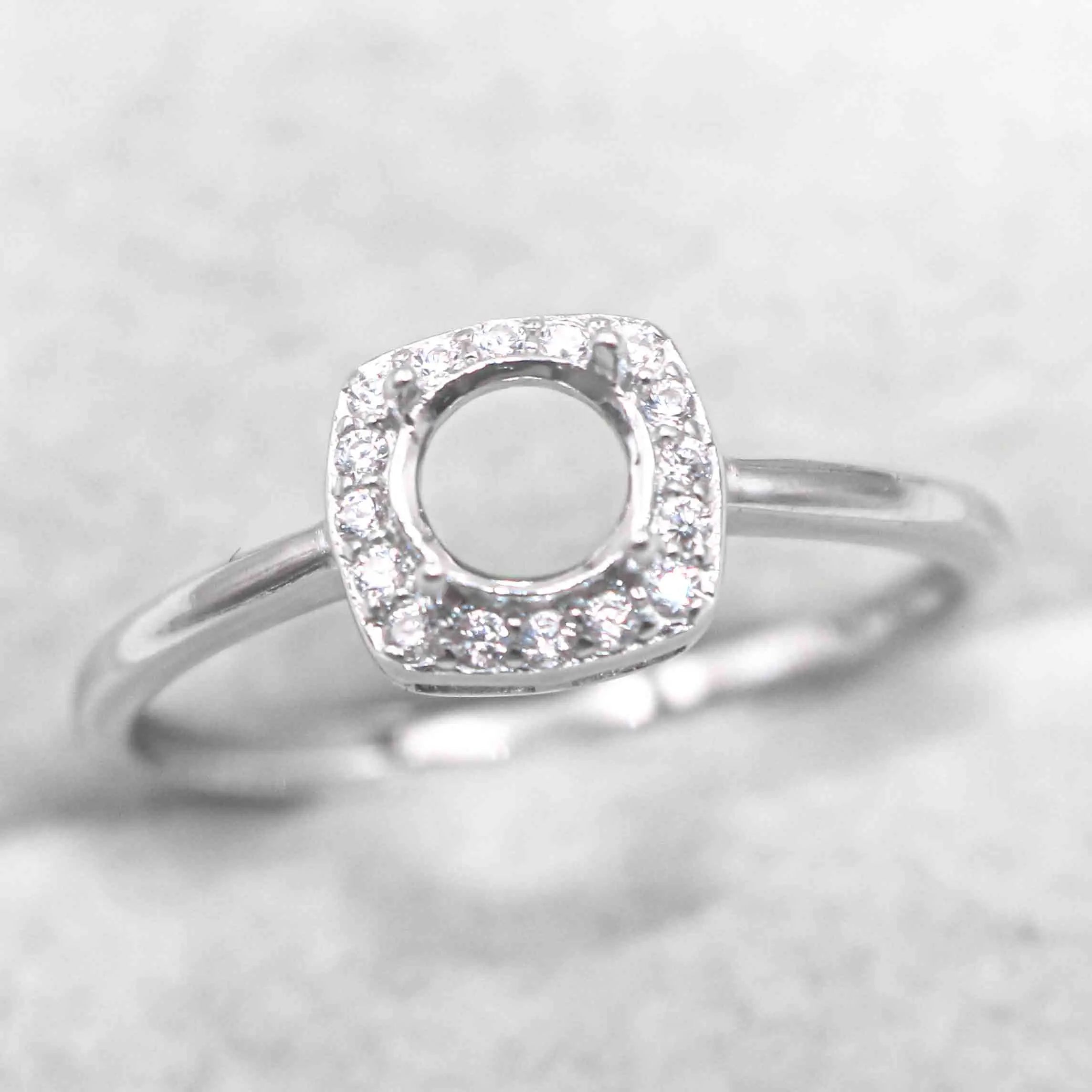 Sterling Silver 5mm/6mm/7mm/8mm/9mm/10mm Semi Mount Ring Frame Empty Blank Setting S925 Base Without Center Stone for Inlay DIY