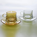Solhui Coffee Cup Afternoon Tea Cup Saucer Set Small Glass Flower Tea Cup 155ml