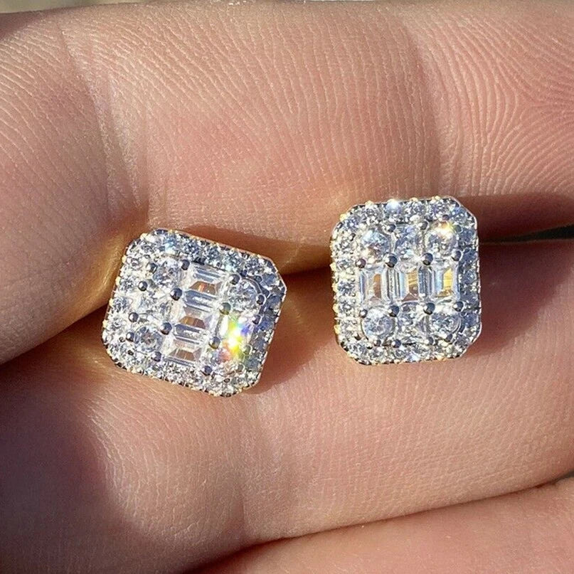 Huitan Bling Bling Beautiful Radiant Zircon Full Fulled Romantic Stud Earrings Girls Lady Luxury Trendy Earrings Women