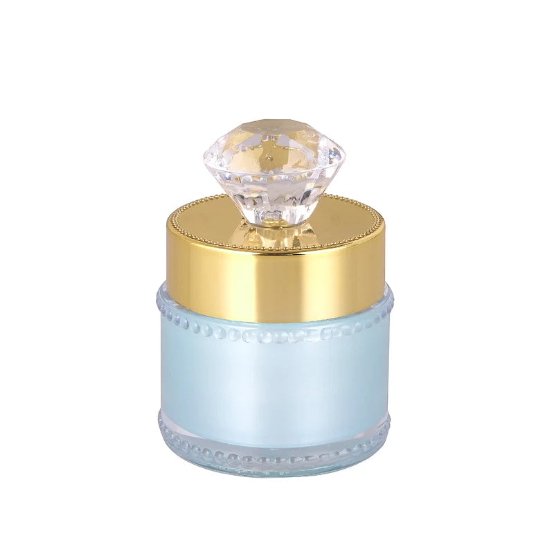 10g in stock Luxury Ready to ship blue Fashion Design Cosmetic Container Acrylic Cream Jar with Gold plated lid