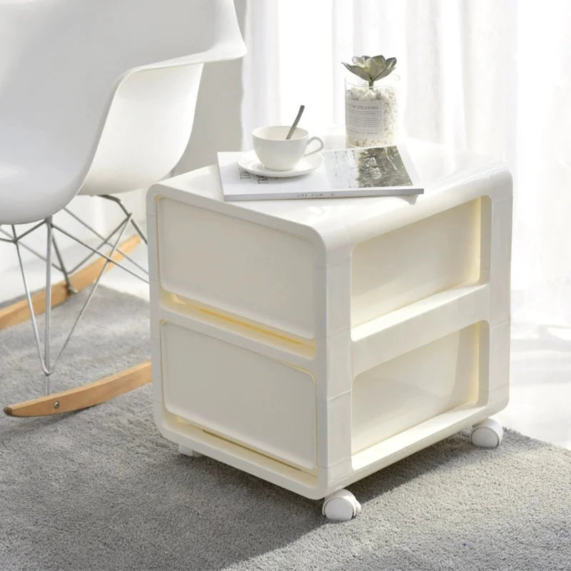 OWNSWING Desktop Drawer Organizer Plastic Stackable Storage Drawers for Makeup Layers Storage Rack on Wheels Storage Box