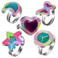 Hot Sell Peace Heart Butterfly Moon Adjustable Luminous Rings Mood Ring Changing Color