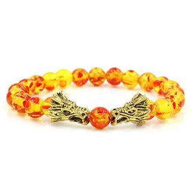 Wholesale Cheap Volcanic White Turquoise Topaz Bracelet Handmade Elastic Rope Charm Dragon Head Bracelets for Women Men