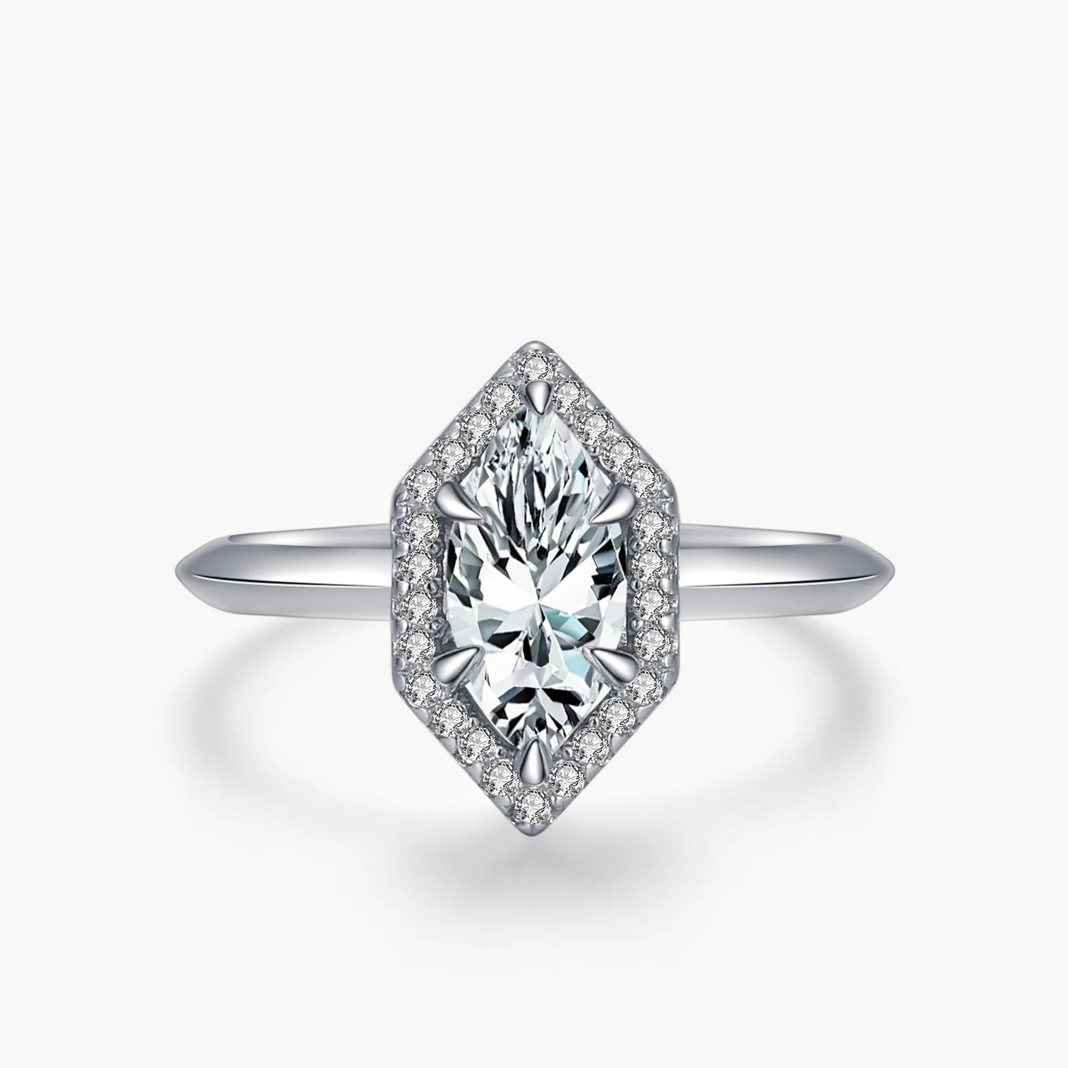 Ailmay New Sale Fashion Hexagon Clear CZ Ring Solid 925 Sterling Silver Luxury Engagement Wedding Fine Rings Jewelry for Women