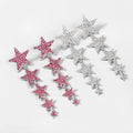 Simple Sweet Elegant Style Stylish Pink White Diamond Sophisticated Versatile Pendant Star Earrings for Girl