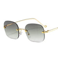 Wholesale Distributor Trendy Shiny Bling Rimless Rectangular Metal Sunglasses With 100%UV PC Lens for All Face Shape