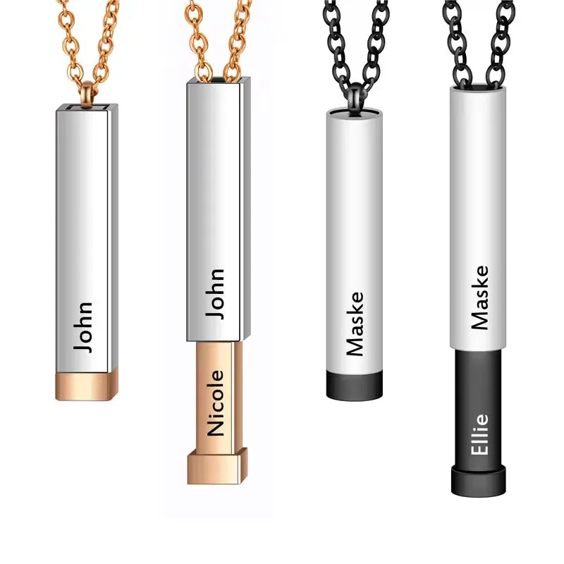 Custom Name Dolls Hidden Message Necklace for Women Personalized Stainless Steel Blank Bar Couple Necklace Engraving Lover Gifts