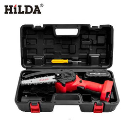 Hilda 21V Lithium Battery Cordless Chainsaw 4 Inch 1000W High Power Logging Cutting Garden Tool