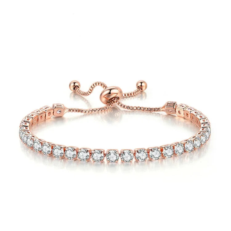 C053 Wholesale Women Jewelry Adjustable Slider Bracelets 4mm Birthstone CZ Cubic Zircon Tennis Chain Bracelet
