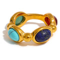 JINYOU 141 Stainless Steel Colorful Natural Stone Agate Cast Vintage Charm Ring 2025 Fashion 316l Jewelry for Women Textured