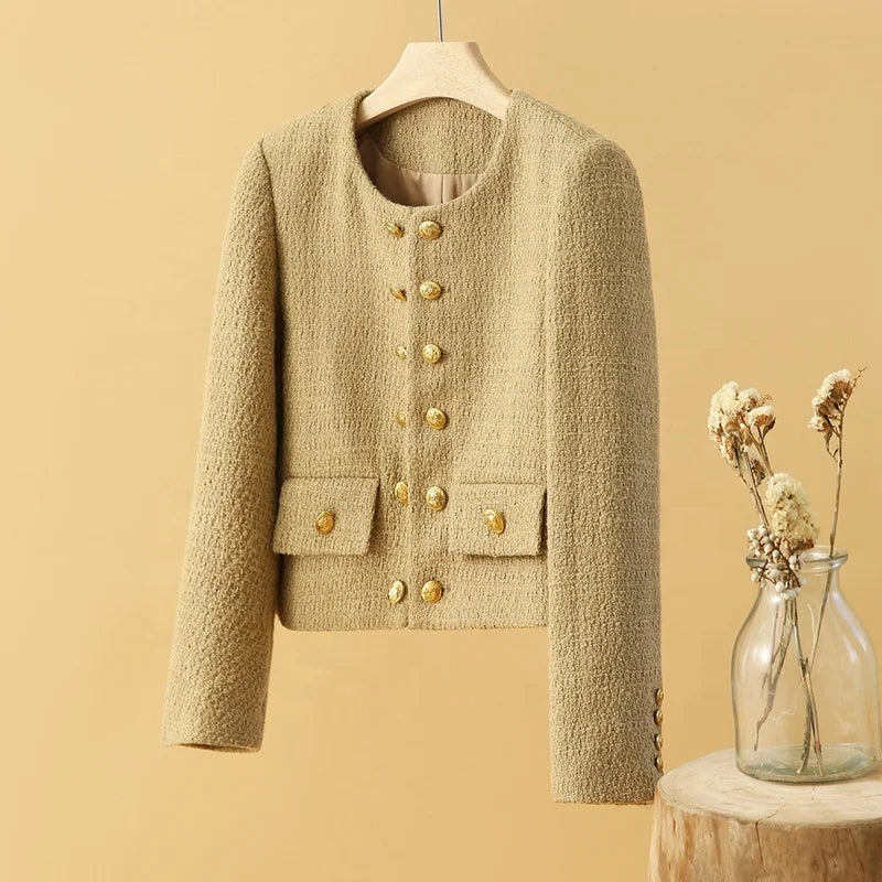 Tweed Women's Waterproof Breathable Casual Coat 2023 New Style Small Fragrance Spring and Autumn Jacket Top