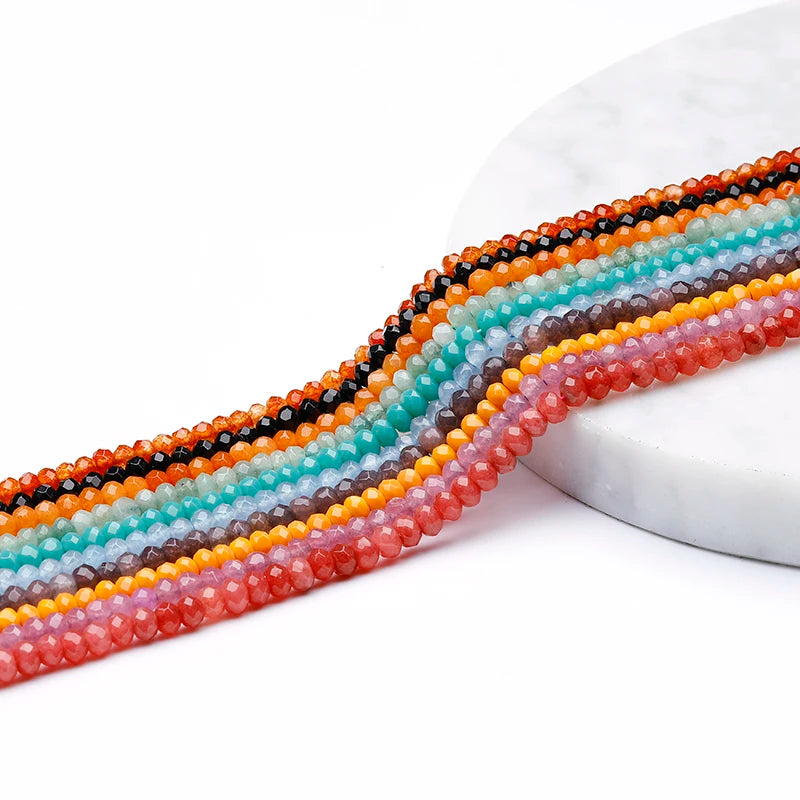 Wholesale Dyed Stone Faceted Beads Strands Faceted Rondelle Stone Beads Spacer Loose Beads for Jewelry Making