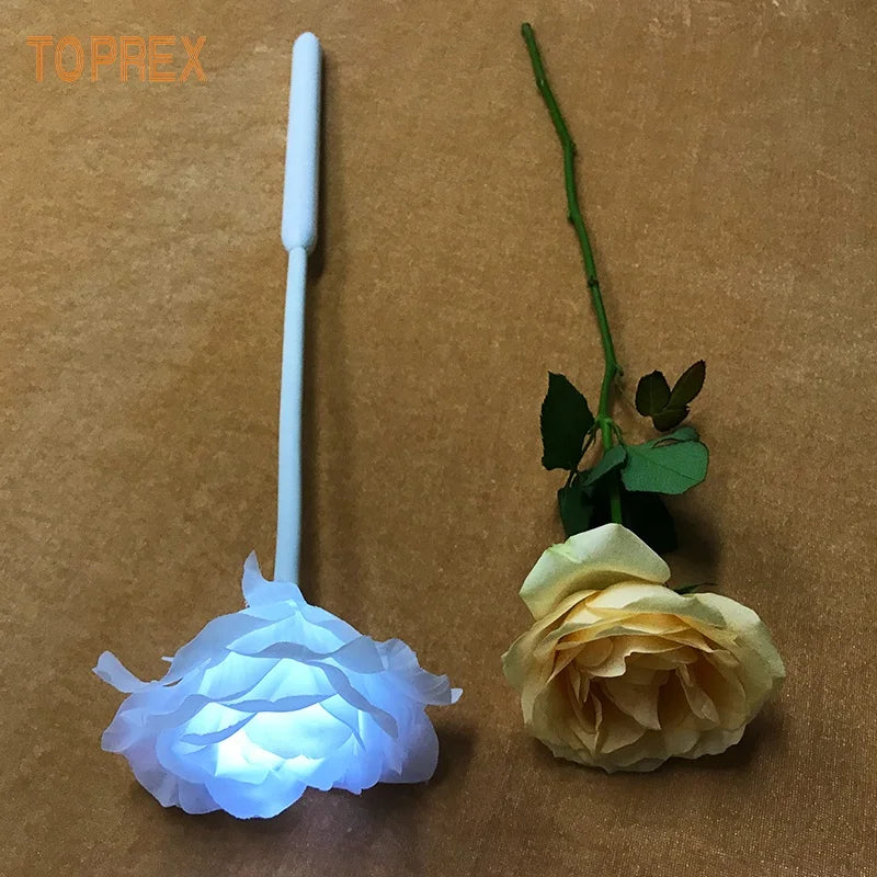 Wedding and Party Event Decoration 40cm Waterproof Handle Led Rose Flower With Light