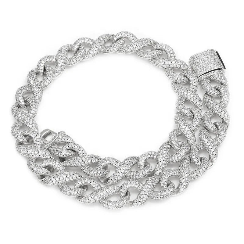 8'' 9'' 18'' 20'' 22'' 24'' Hiphop Style Ice Out Moissanite Diamond Cuban Bracelet Necklace Silver925 White Yellow Gold Plated