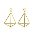 OEM 3D Pyramids Dangle Earring Gold Color Long Drop Earrings Ear Studs for Women Fashion Jewelry Pendientes Brincos