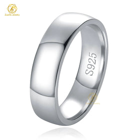 6mm 925 Pure Silver Jewelry Finger Rings for Women and Men Simple Couple Rings Smooth Wedding Band for Lovers
