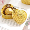 Creative Heart Shape Plastic Candy Boxes Chocolate Gift Boxes Wedding Favor Luxurious Golden Colored Plastic Candy Boxes
