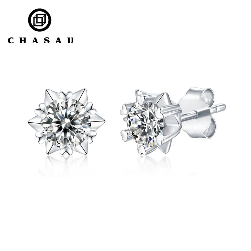 Hot Sale Classic 5MM 0.5CT Round Cut Moissianite Earrings 925 Sterling Silver Stud Earrings for Ladies Christmas Gift