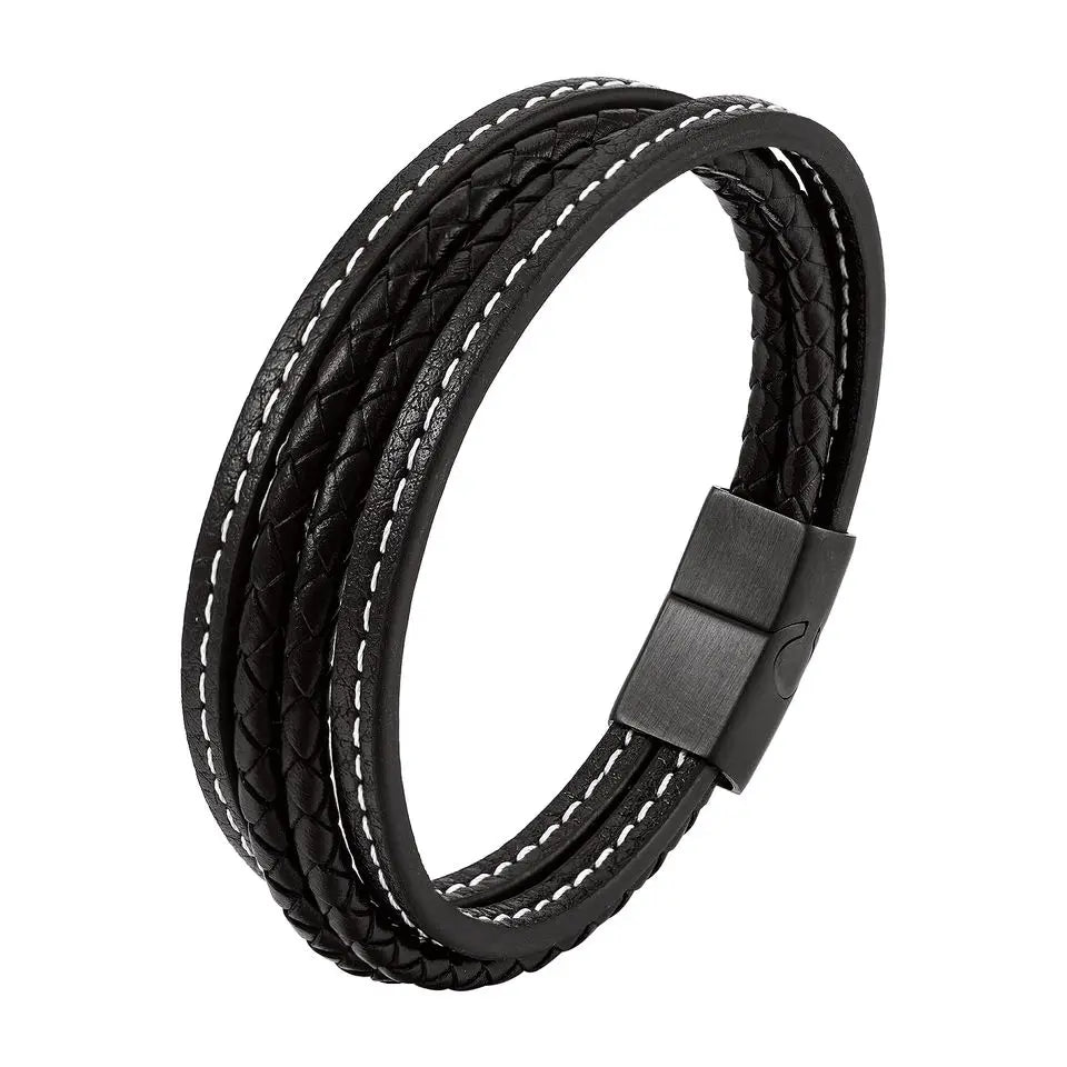 Hot Selling Handmade Couples Simple Personality Fashion Colorful Woven Alloy Leather Bracelet for Men and Women OT-188