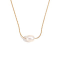 Wholesale Minimalist Fashion Pearl Necklace Jewelry 18K Gold Plated Stainless Steel Freshwater Pearl Pendant Necklace for Women