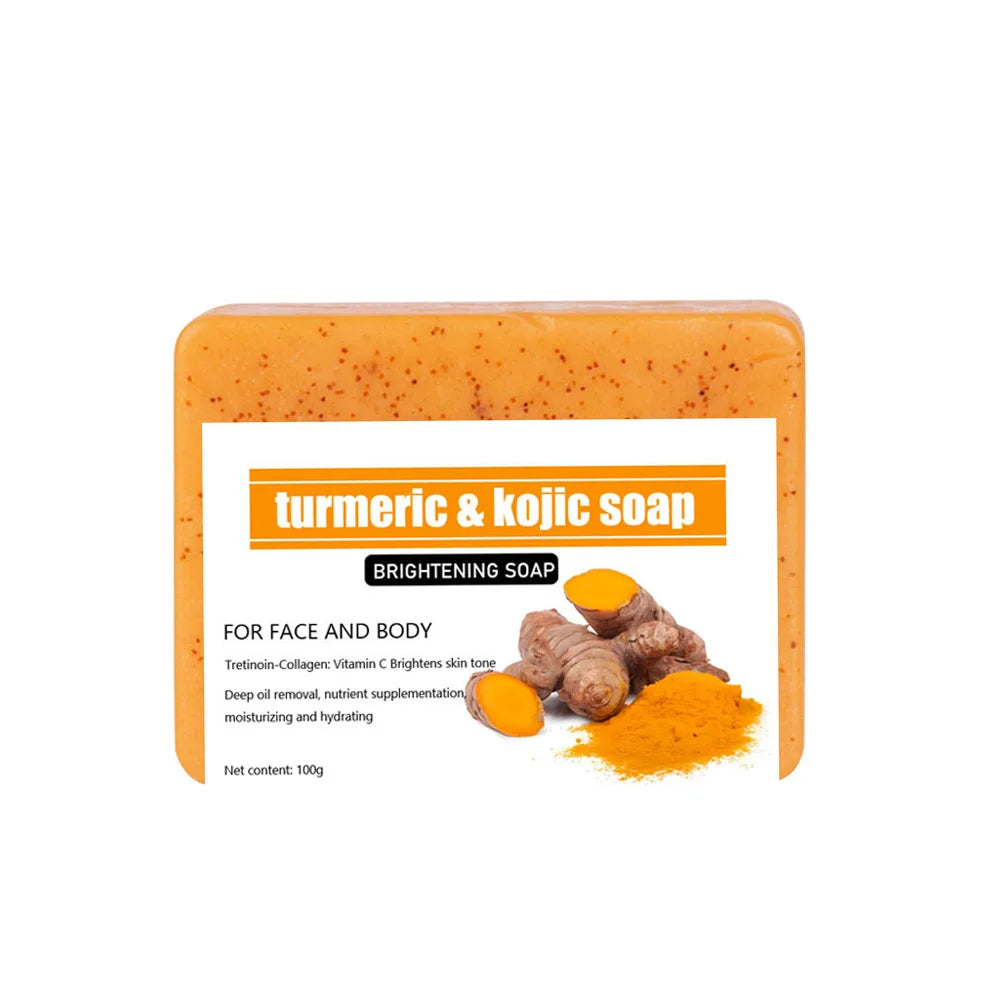 Best-Selling Hot Sale 100g Handmade Square Whitening Soap Natural Plant Kojic Acid and Turmeric for Deep Skin Cleansing and Acne