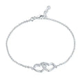 Fashion Foot Jewelry Ankle Bracelet 925 Sterling Silver Double Heart Charm Anklets for Women
