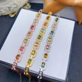 Factory Supply 925 Sterling Silver Italian Couple Charm Bracelet & Bangle Natural Tourmaline Classic Gold Plating for Parties