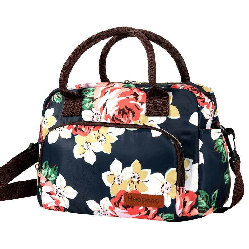 2023 Large Capacity Diagonal Cross Portable Lunch Box Cooler Bag Polyester Thermal Insulation Printing Premium Office & Home Use