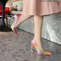 Pointed Toe 11cm Fashion Color Pumps Stripper Shallow Pointed Toe Nightclub Bride Full Dress Models Show Elegant Mature Stripper