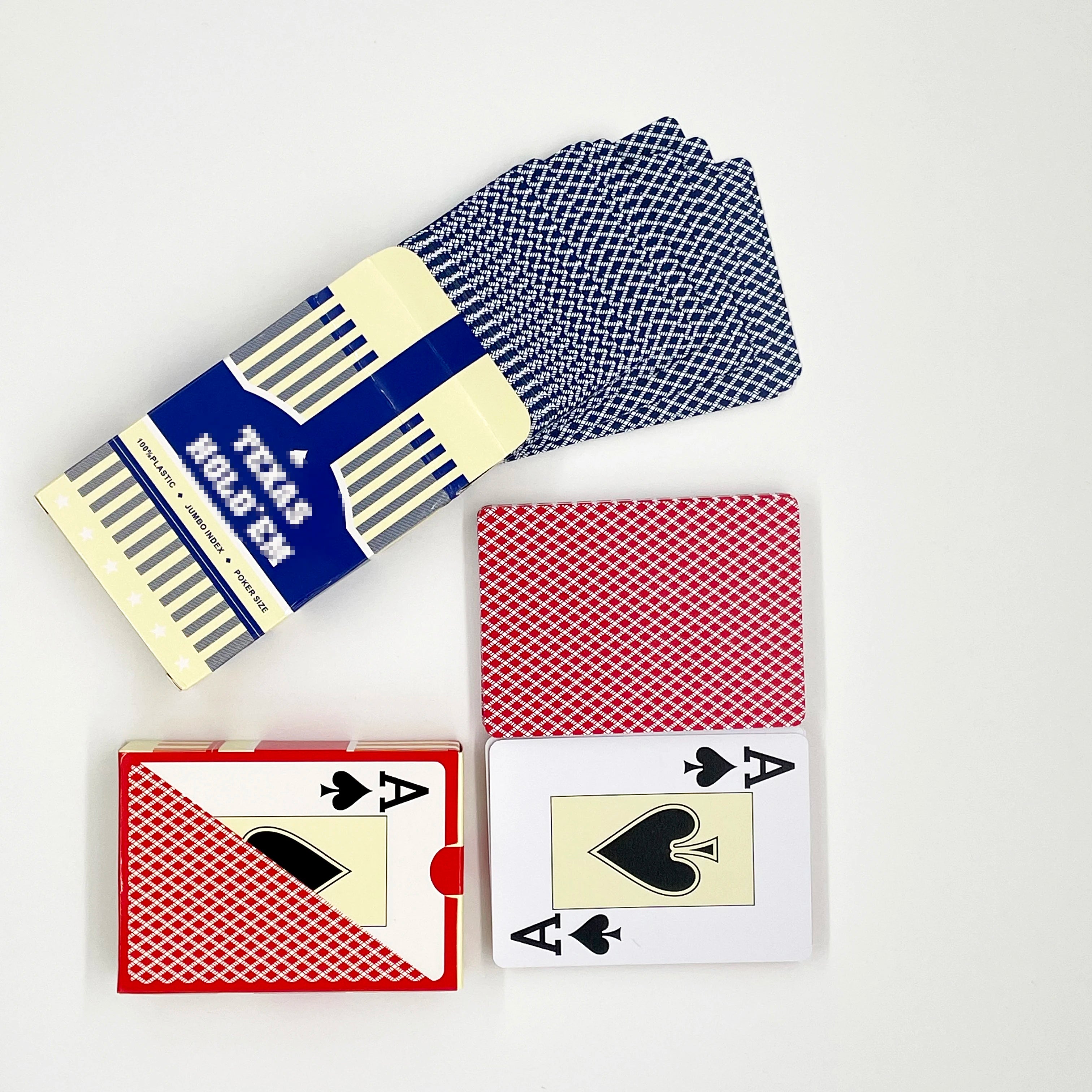 Custom Logo Double-Sided Four-Color Printed Red & Blue Back 63x88mm PVC Professional Playing Cards PT-TT002