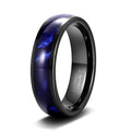 OAHLAN 6mm Tungsten Carbide Rings Men Women Blue Crushed Shell Engagement Rings Domed High Polished Wedding Band Fashion Jewelry
