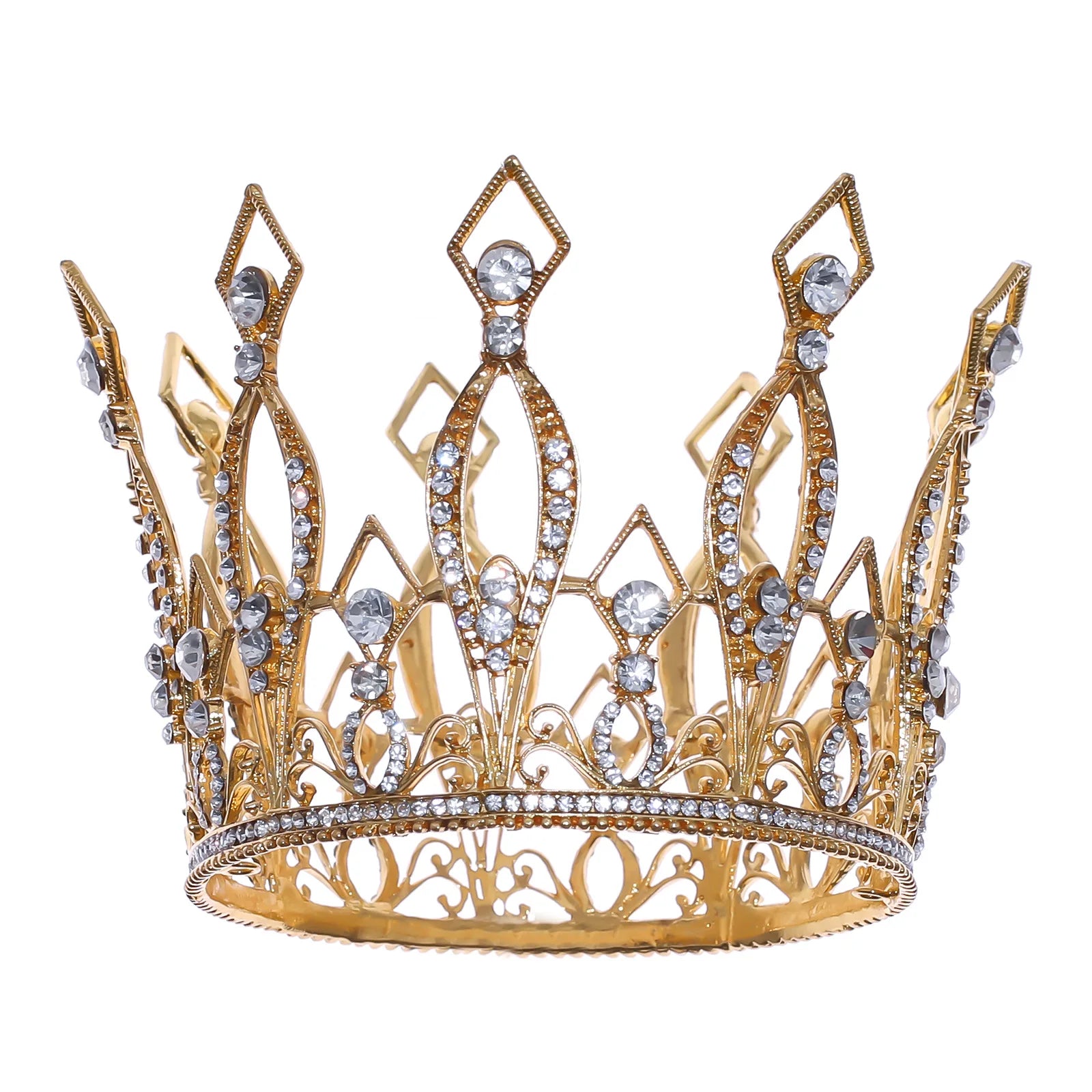 Full Round Royal king Crown Bride Full Circle Crown Tiaras Wedding Headpiece