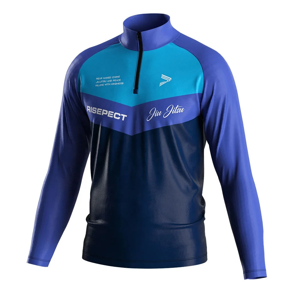 Wholesale Quick Dry Polyester Training Jiujitsu Judo Plain Long Sleeve Sports Quarter Zip Sweatshirt Mens Custom Logo T Shirt