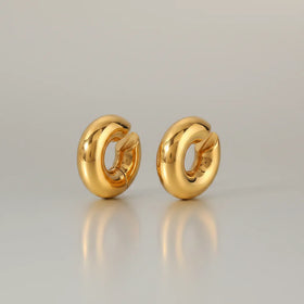 Wholesale 18k Gold Plated Stainless Steel Hoop Earrings Women Anti Tarnish Fashion Jewelry Ear Cuff Without Piercing