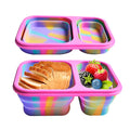 2 Compartment Silicone Bento Leakproof Microwavable Portable Lunchbox for Newborn Children with Lid