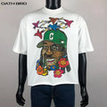 Custom Printed Heavyweight Men's Cropped Boxy Fit T Shirt 320gsm 100% Cotton Extended Collar Oversized Drop Shoulder Tshirt