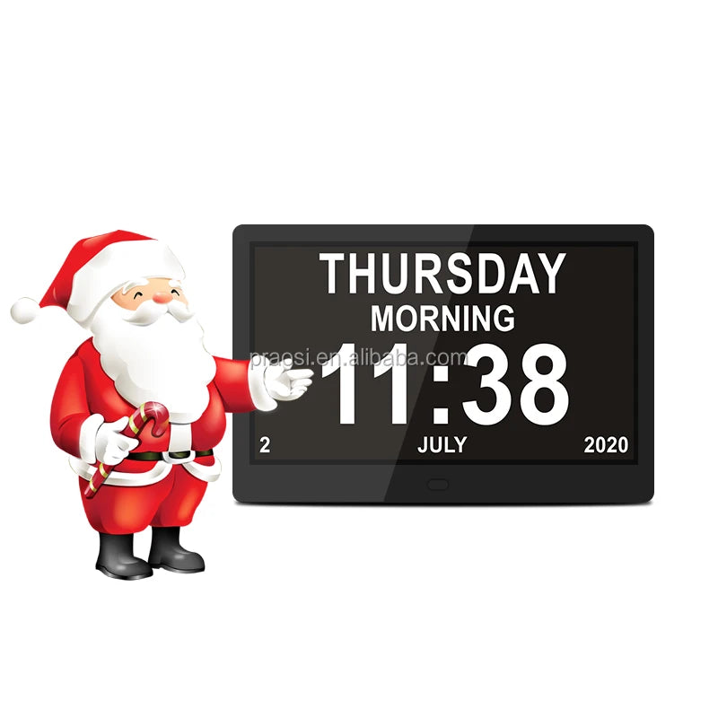 2024 Best Selling 10.1 Inch Lcd Screen Black White Display Digital Calendar Day Clock With Medication Alarm Reminder