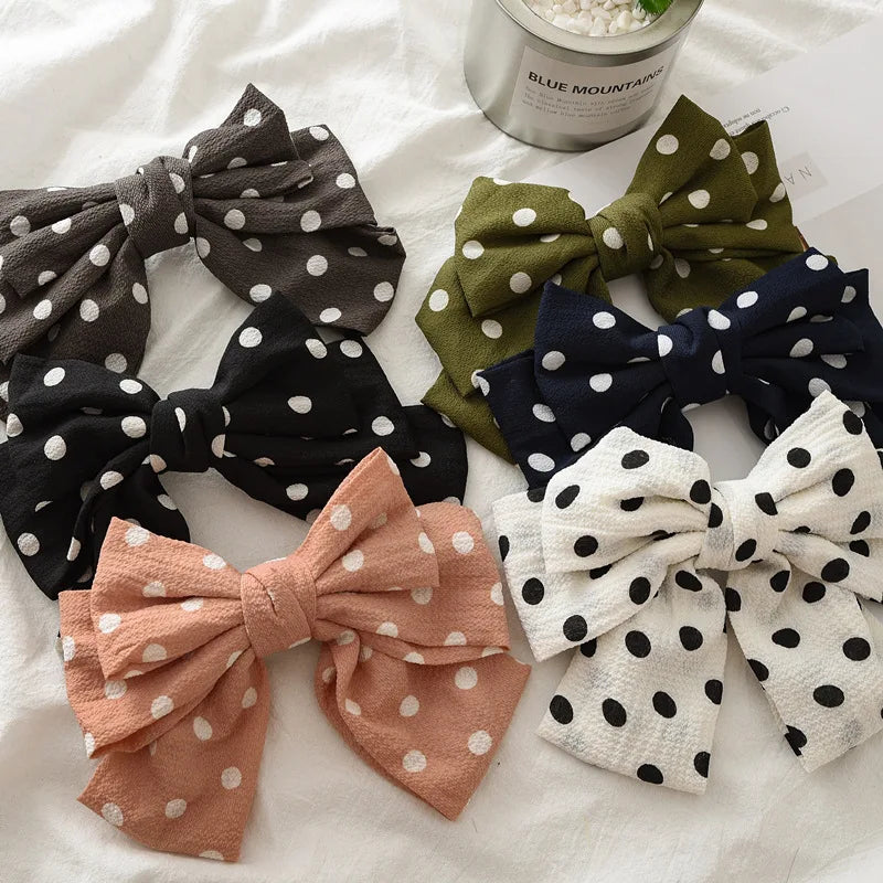 Wholesale Fashion Women Vintage Barrette Polka-dot Hair Clips Bow Knot Hair Clip for Girls Women