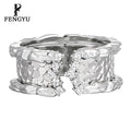 925 Sterling Silver Nugget Ring Womens Statement Hammered Adjustable Zircon Ring Custom Fine Designer Jewelry Wholesale