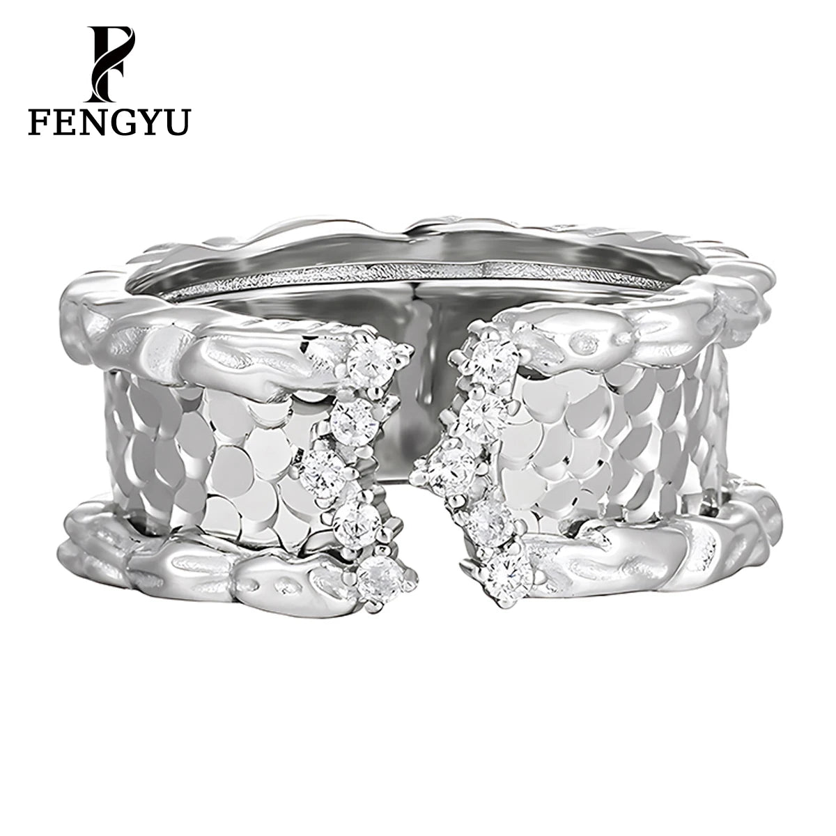 925 Sterling Silver Nugget Ring Womens Statement Hammered Adjustable Zircon Ring Custom Fine Designer Jewelry Wholesale