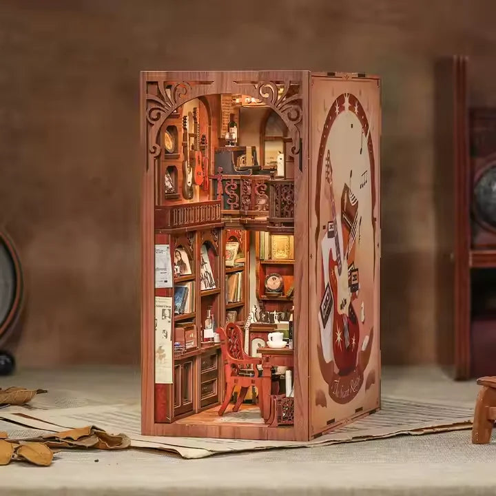 Cutebee Hot Selling Multiple Styles Wooden Dollhouse with Light Magic Pharmacist Building Model Book Nook Kit