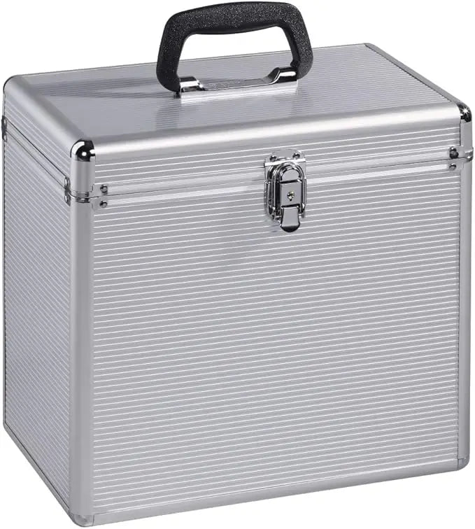 LP case in Aluminium Look (for Storing 50 Records Lockable) Vinyl Storage Box Record case