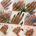 Wholesale Fashion 34 Styles Finger Rings Set Jewelry Women Bohe Vintage Five Finger Ring Set