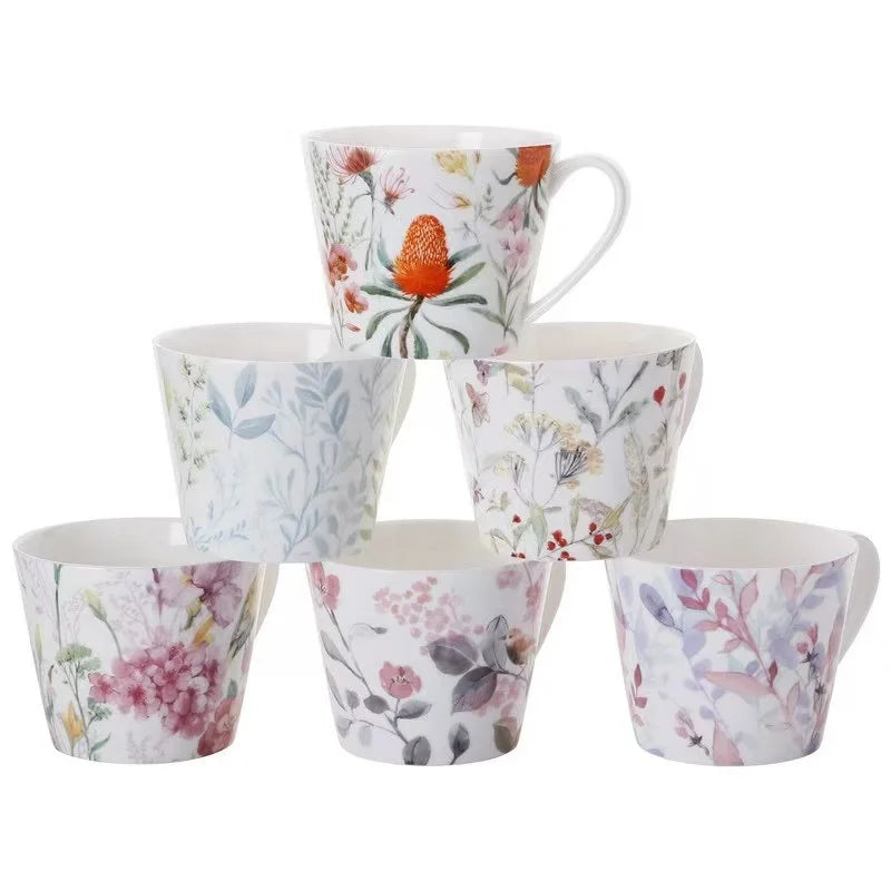 M Japanese Style Ceramic Mug High Bone China Flower and Bird Flower Teapot Afternoon Tea Cup Coffee Cup