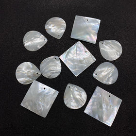 White Mother of Pearl High Luster Shell Bead Charm Rhombus Water Drop Square Different Shapes Shell Pendant