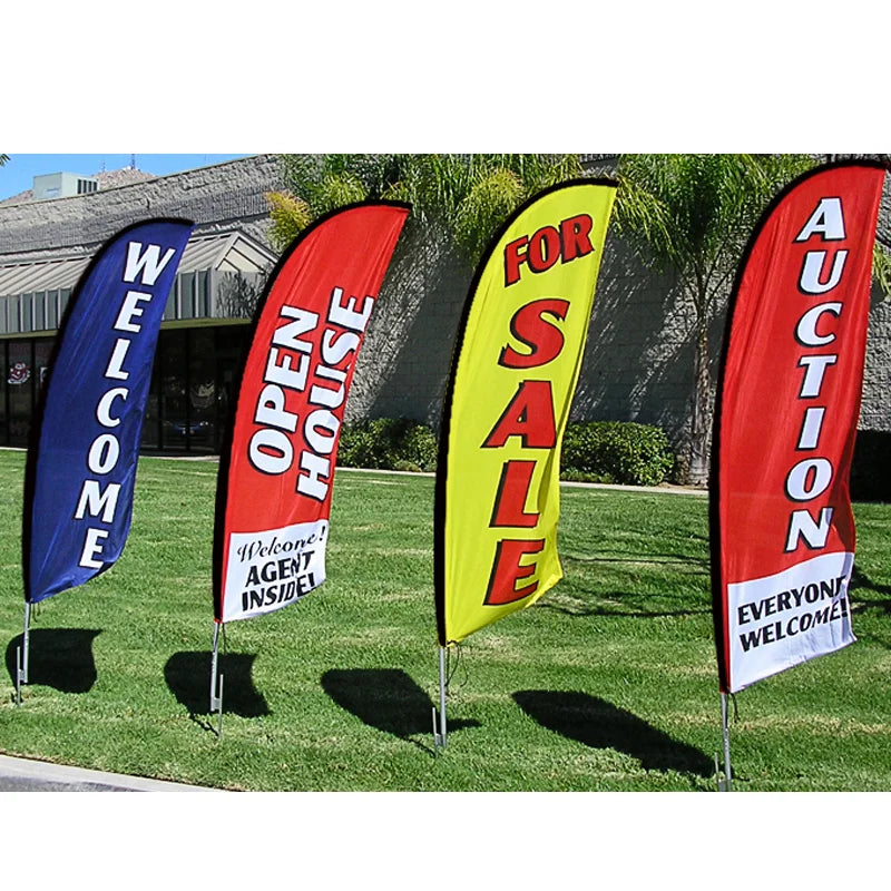 Sunshine Custom Printing Outdoor Beach Flag Feather Banner Flag Kit with Ground Spike Teardrop Flags for Sale